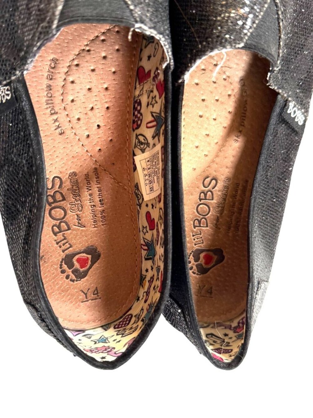 Skechers Kids Lil Bobs Slip-on Lightweight Shoes Size 4 Black Sparkle 85003L - Picture 3 of 12